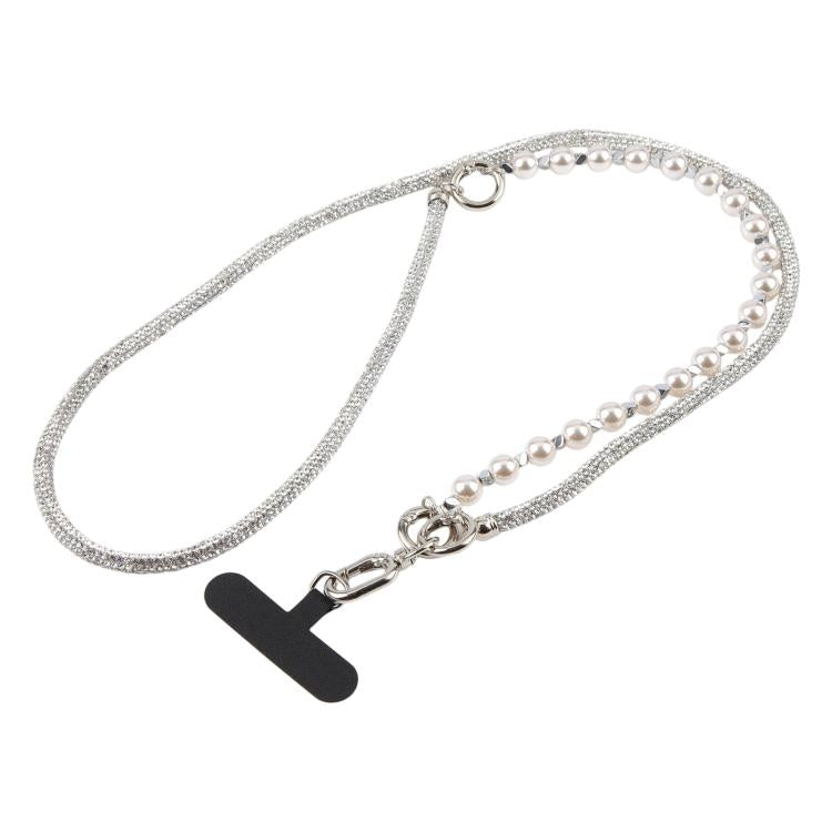 Cordino per cellulare con strass e perle regolabile