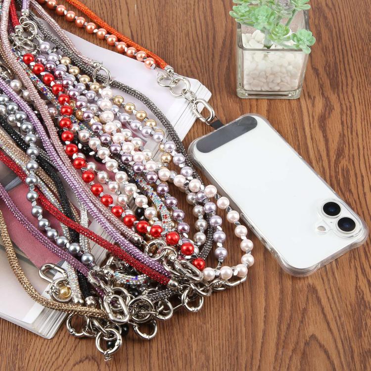 Cordino per cellulare con strass e perle regolabile