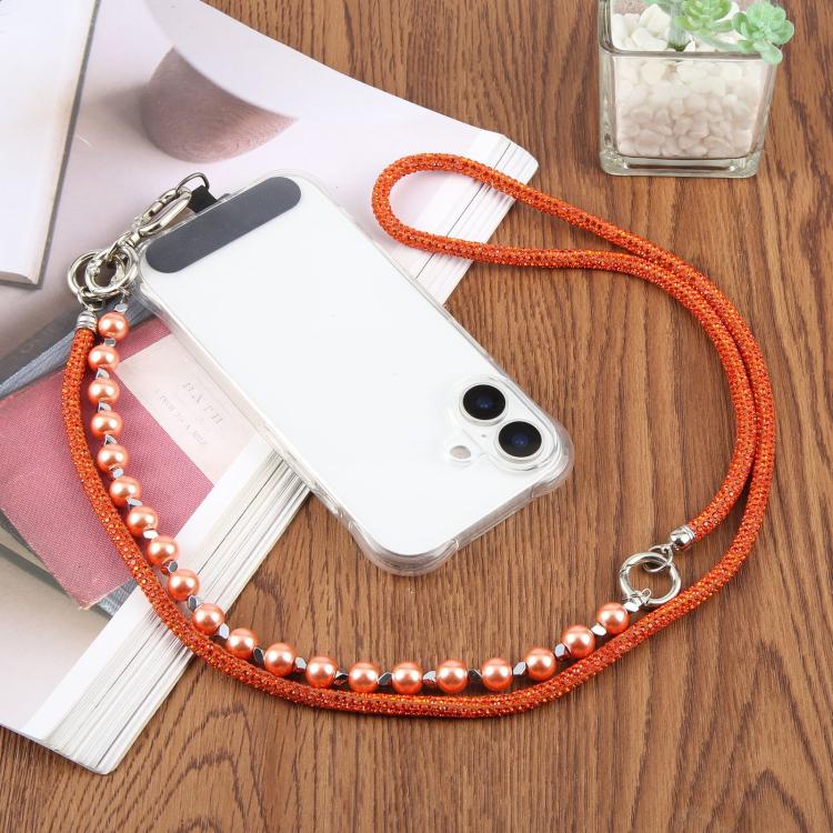 Cordino per cellulare con strass e perle regolabile