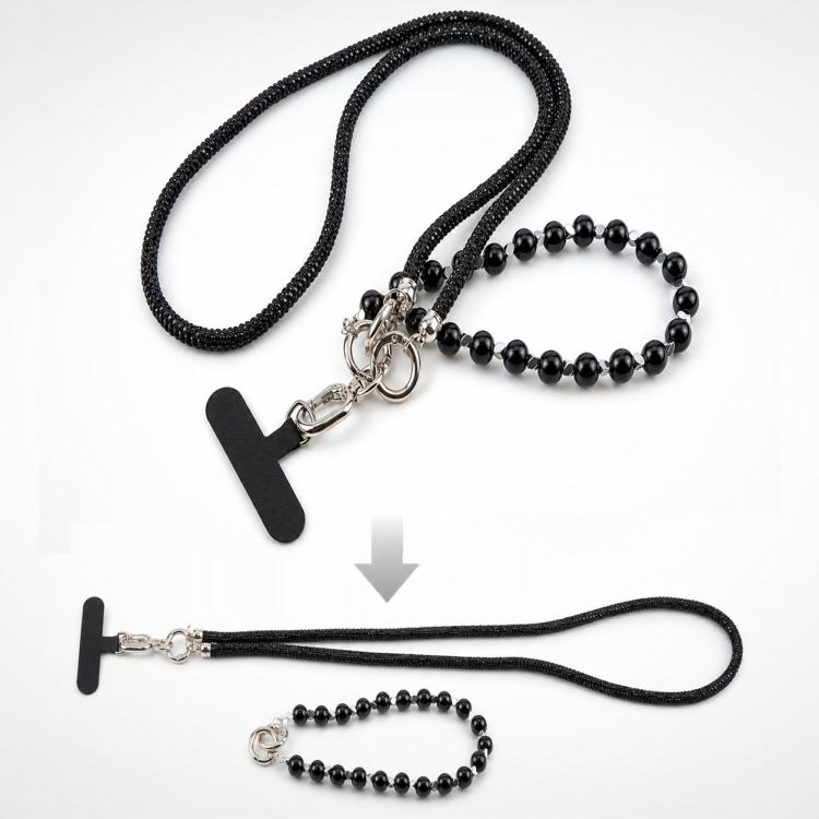 Cordino per cellulare con strass e perle regolabile