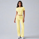 Completo donna maniche corte tinta unita stile casual