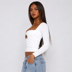 T-shirt maniche lunghe aderente stile Y2K in viscosa