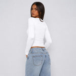 T-shirt maniche lunghe aderente stile Y2K in viscosa