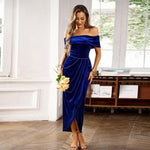 Abito donna elegante aderente monospalla in velluto