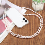 Catena per cellulare lucida con perle e cordino