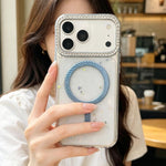 Custodia magnetica glitterata per iPhone 14 e 15