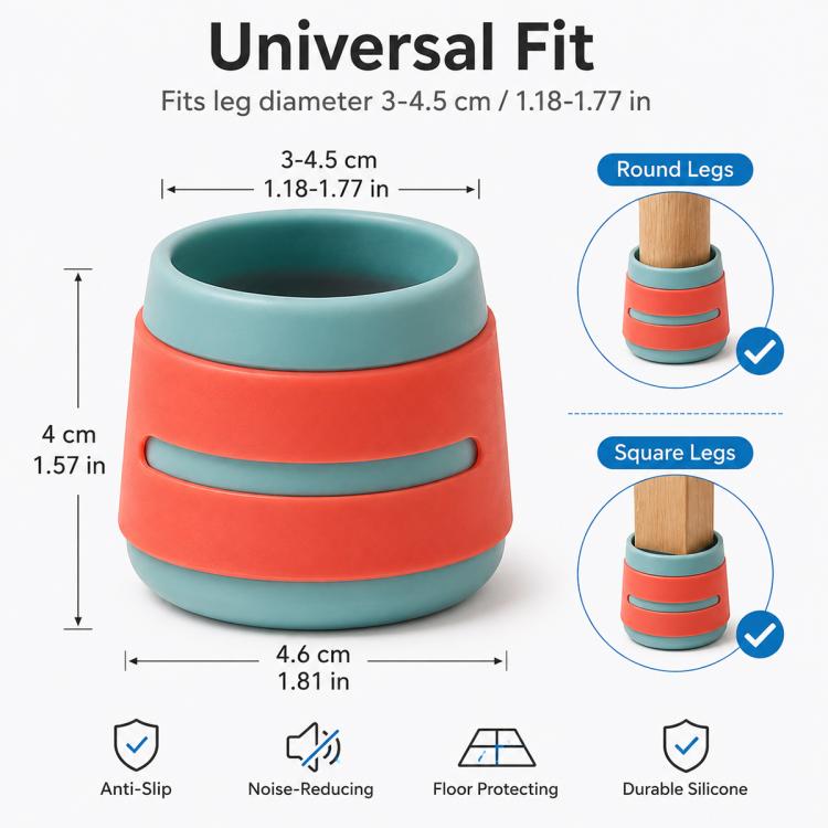 Set di 4 tappi antiscivolo in silicone per gambe mobili