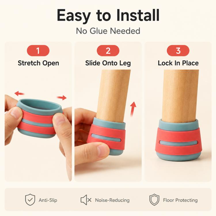 Set di 4 tappi antiscivolo in silicone per gambe mobili
