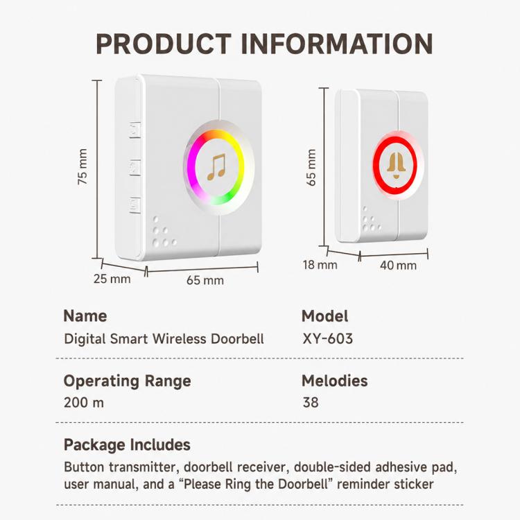 Campanello wireless intelligente XY-603 con controllo remoto