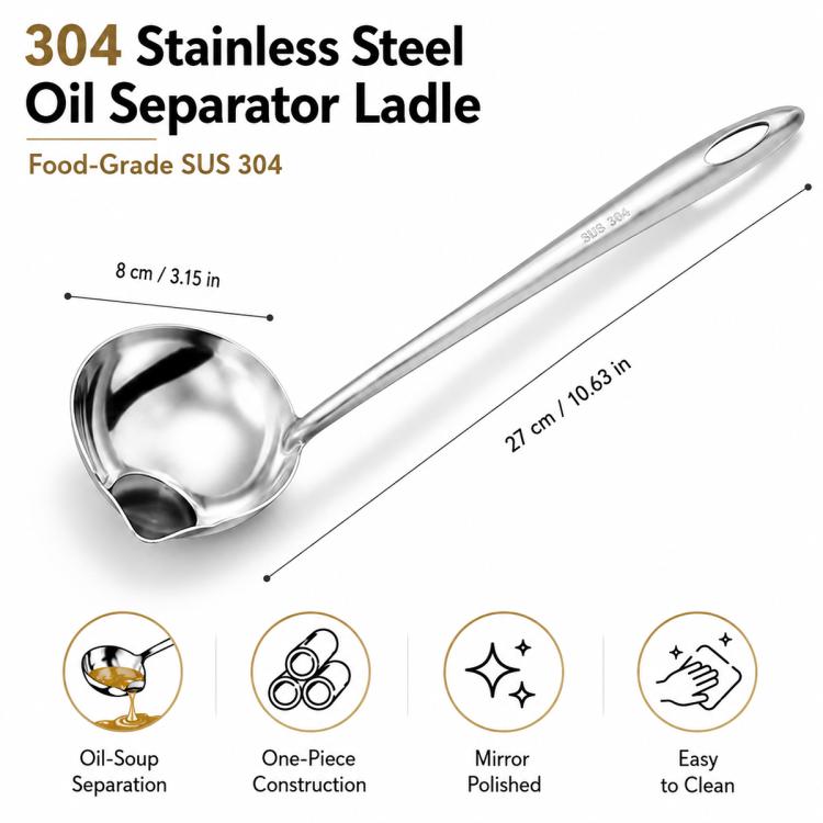 Cucchiaio separatore olio in acciaio inox 27 cm
