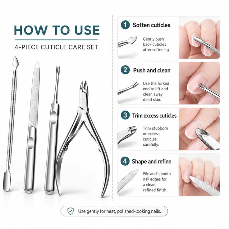 Set manicure 4 pezzi in acciaio inossidabile