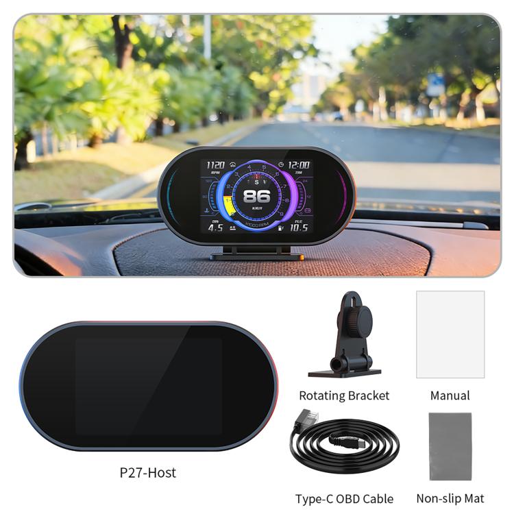 P27 Tachimetro multifunzione LCD HD OBD2 GPS auto