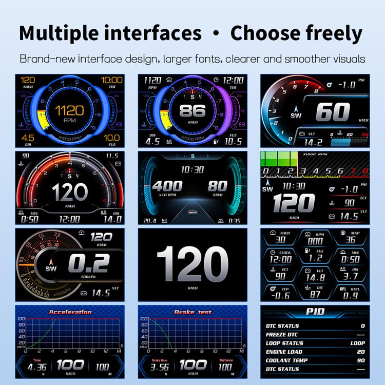 P27 Tachimetro multifunzione LCD HD OBD2 GPS auto
