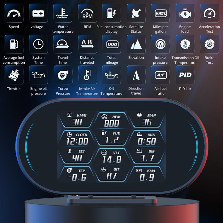 P27 Tachimetro multifunzione LCD HD OBD2 GPS auto