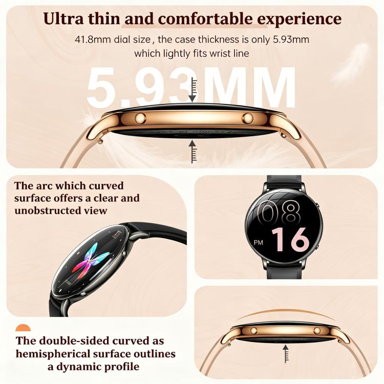 M201 Smartwatch da donna ultra sottile con schermo curvo da 1,32 pollici, torcia e certificazione IP68