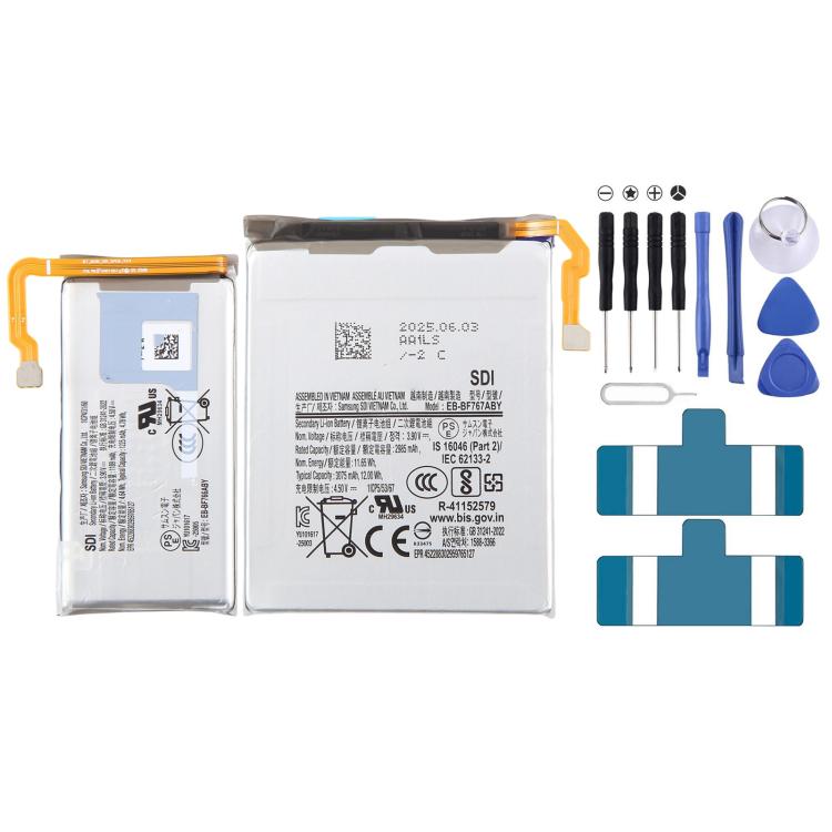 Set di batterie EB-BF766ABY + EB-BF767ABY per Galaxy Z Flip7 SM-F766 da 1189 mAh e 2985 mAh., For Galaxy Z Flip7 SM-F766
