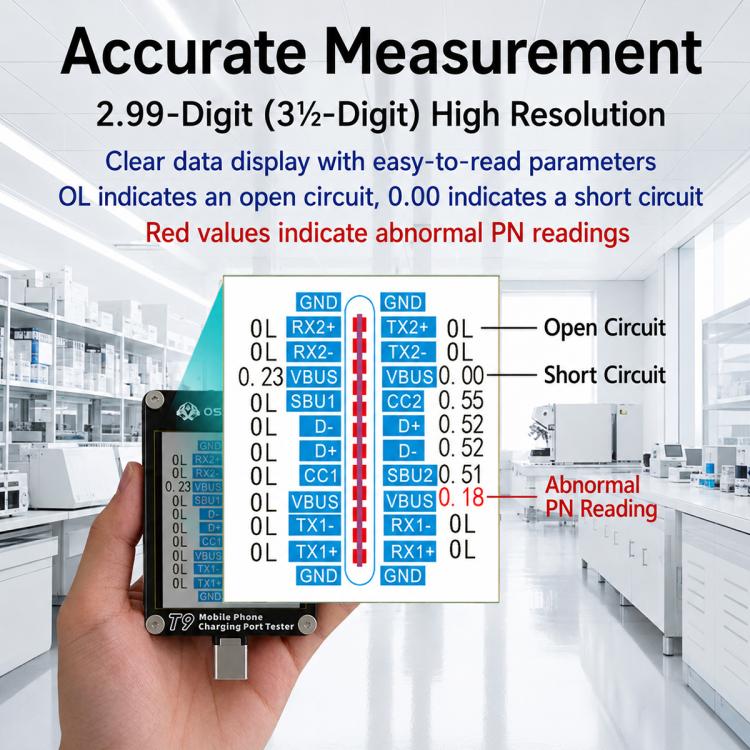Tester per connettori Lightning e Type-C OSS T9 con display HD - immagine 5
