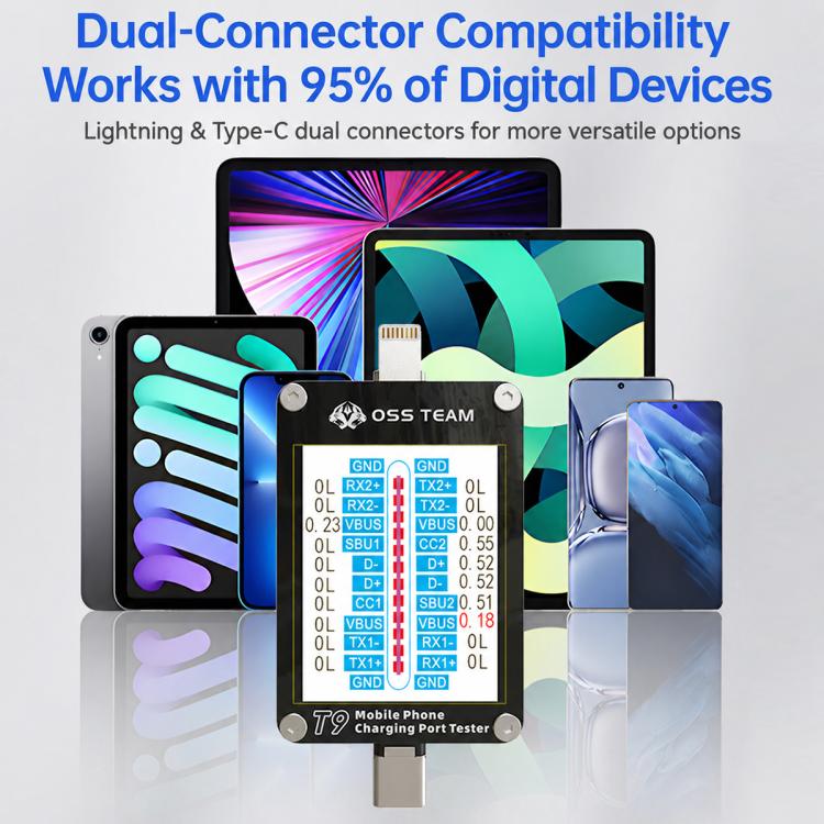 Tester per connettori Lightning e Type-C OSS T9 con display HD - immagine 7
