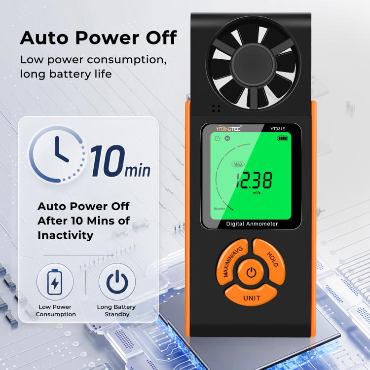 Anemometro digitale YT331S con schermo retroilluminato
