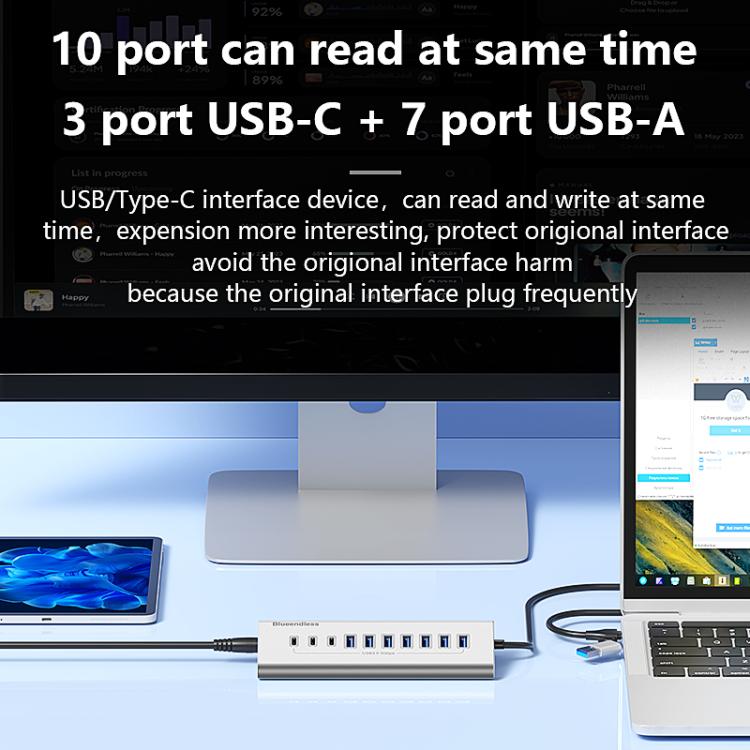 Docking station USB-C multifunzione 10 porte in alluminio