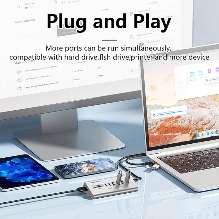 Docking station HU806 con 8 porte USB-C e Type-C
