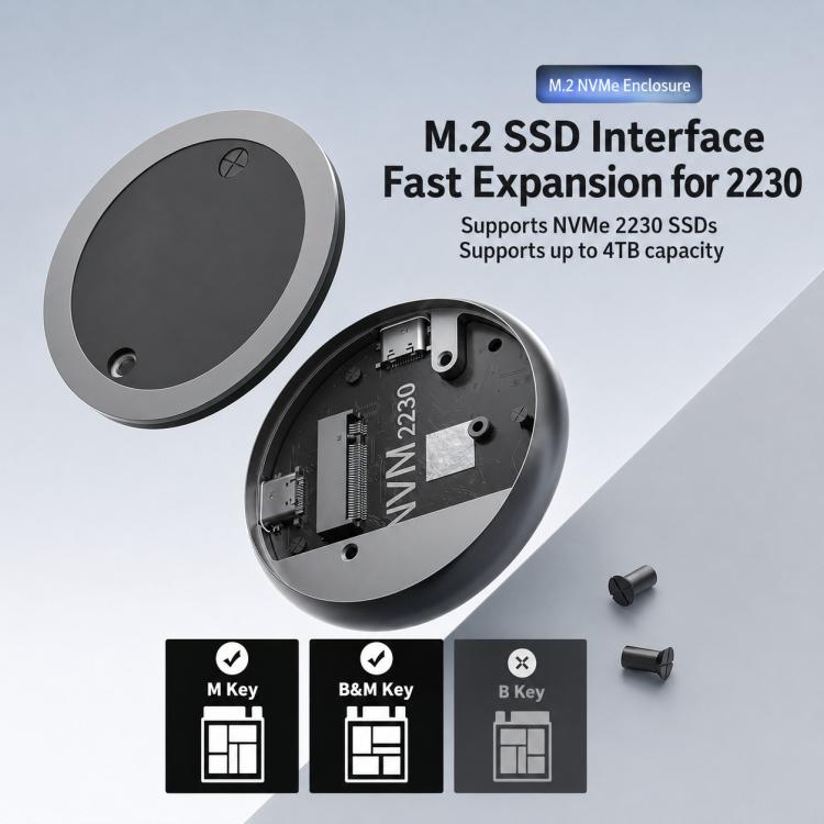 Box esterno magnetico per SSD M.2 NVMe 2230 con slot SD/TF