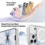Custodia magnetica di lusso in TPU glitterato e PC per telefono., For iPhone 15 Pro Max, For iPhone 15 Pro, For iPhone 15, For iPhone 14 / 13