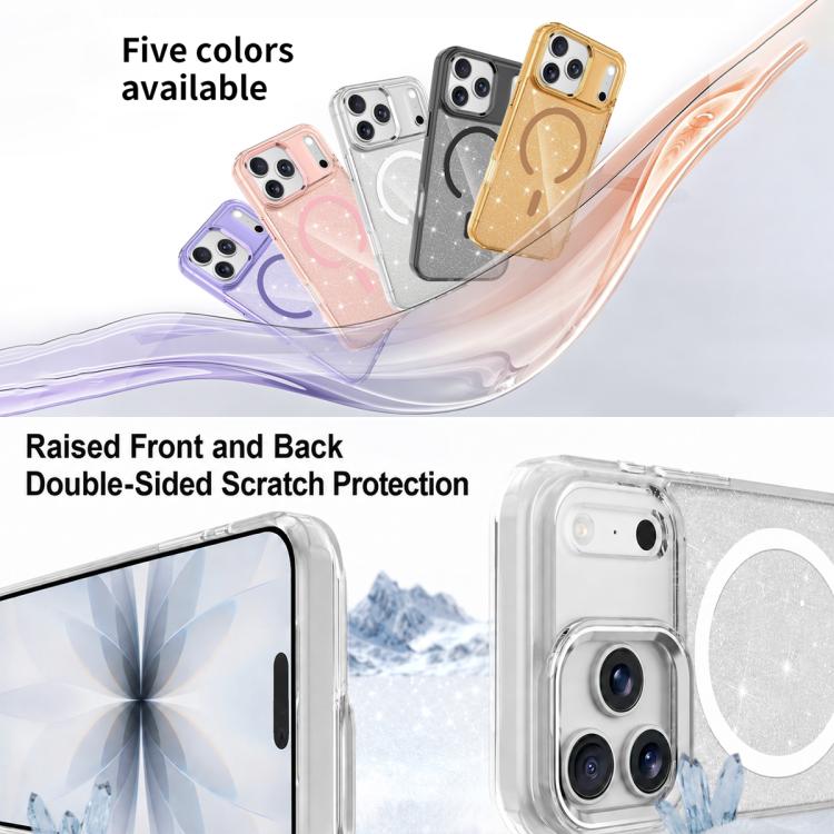 Custodia magnetica di lusso in TPU glitterato e PC per telefono., For iPhone 15 Pro Max, For iPhone 15 Pro, For iPhone 15, For iPhone 14 / 13