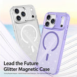 Custodia magnetica di lusso in TPU glitterato e PC per telefono., For iPhone 15 Pro Max, For iPhone 15 Pro, For iPhone 15, For iPhone 14 / 13