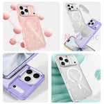 Custodia magnetica di lusso in TPU glitterato e PC per telefono., For iPhone 15 Pro Max, For iPhone 15 Pro, For iPhone 15, For iPhone 14 / 13