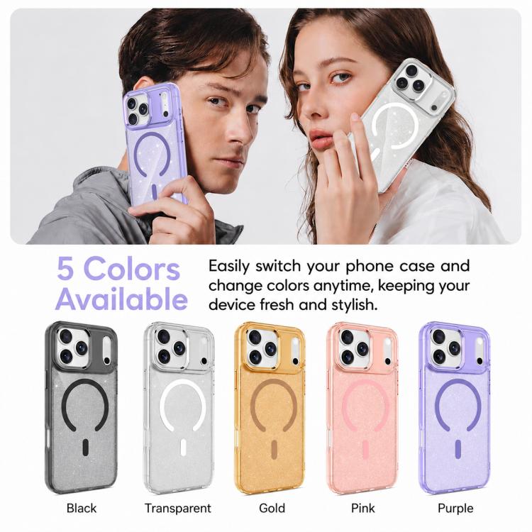 Custodia magnetica di lusso in TPU glitterato e PC per telefono., For iPhone 15 Pro Max, For iPhone 15 Pro, For iPhone 15, For iPhone 14 / 13