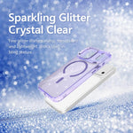 Custodia magnetica di lusso in TPU glitterato e PC per telefono., For iPhone 15 Pro Max, For iPhone 15 Pro, For iPhone 15, For iPhone 14 / 13