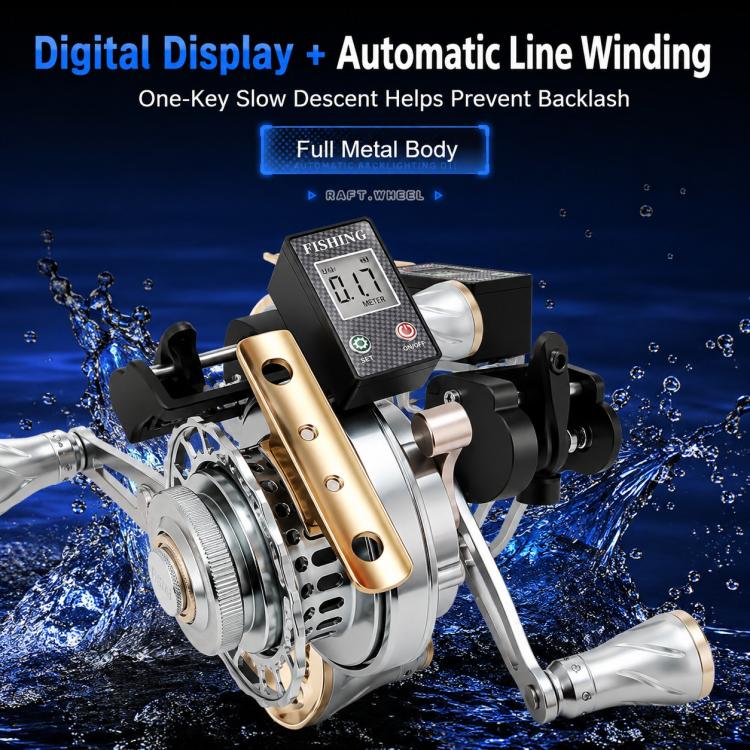 Mulinello da pesca in metallo con avvolgimento automatico
