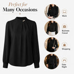 Camicetta donna chiffon maniche lunghe collo alto XXL