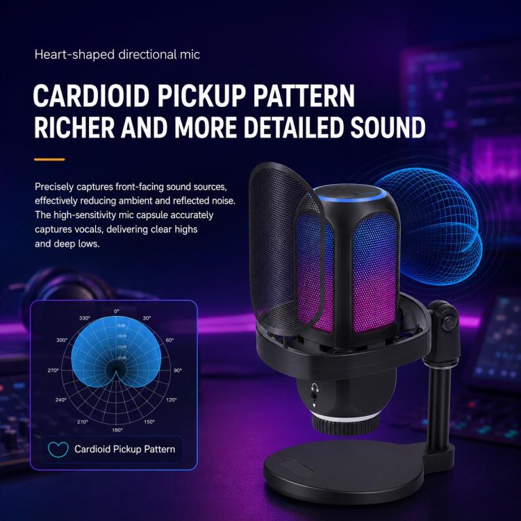 APK001 Microfono a condensatore da tavolo USB con riduzione del rumore tramite intelligenza artificiale, APK001 Desktop Microphone