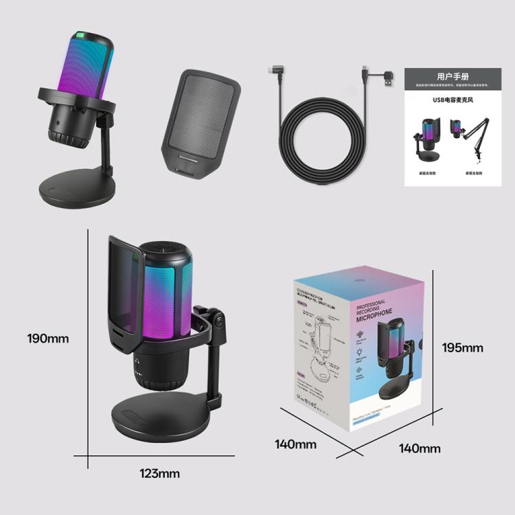 APK005 Microfono a condensatore da tavolo con riduzione intelligente del rumore tramite IA, APK005 Desktop Microphone