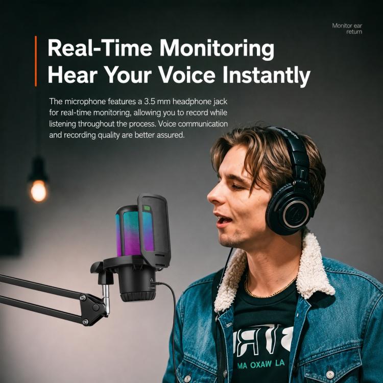 APK005 Microfono a condensatore da tavolo con riduzione intelligente del rumore tramite IA, APK005 Desktop Microphone