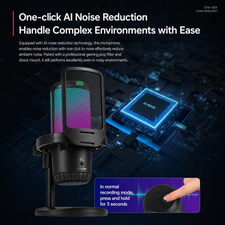 APK005 Microfono a condensatore da tavolo con riduzione intelligente del rumore tramite IA, APK005 Desktop Microphone