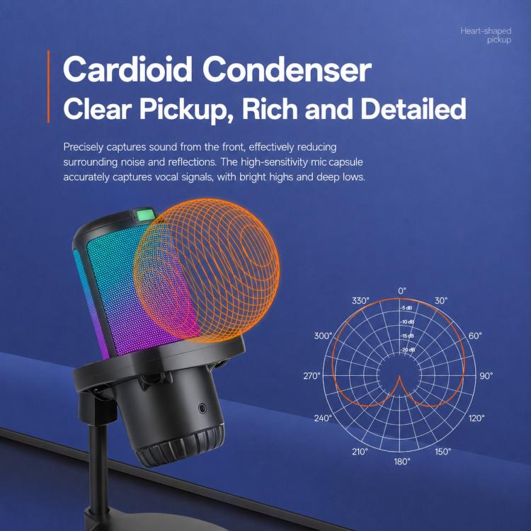 APK005 Microfono a condensatore da tavolo con riduzione intelligente del rumore tramite IA, APK005 Desktop Microphone
