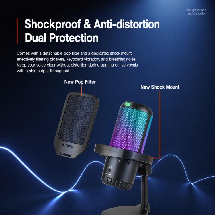 APK005 Microfono a condensatore da tavolo con riduzione intelligente del rumore tramite IA, APK005 Desktop Microphone