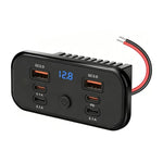 Modifica auto Caricabatterie da auto USB-C a ricarica rapida con voltmetro, Multi-Ports
