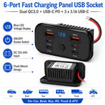 Modifica auto Caricabatterie da auto USB-C a ricarica rapida con voltmetro, Multi-Ports