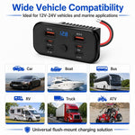 Modifica auto Caricabatterie da auto USB-C a ricarica rapida con voltmetro, Multi-Ports