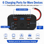 Modifica auto Caricabatterie da auto USB-C a ricarica rapida con voltmetro, Multi-Ports