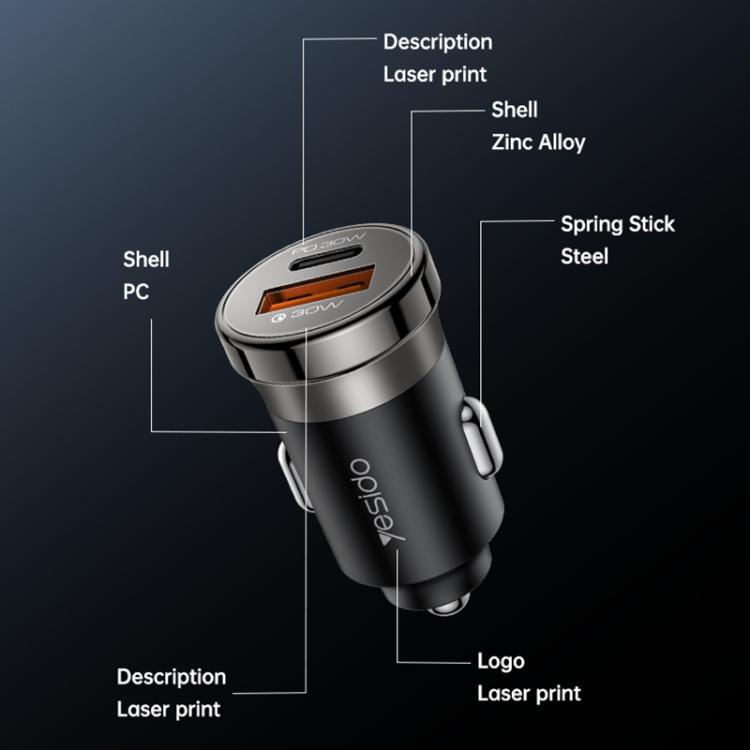 Caricabatterie da auto Yesido Y73 30W doppia porta USB