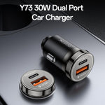 Caricabatterie da auto Yesido Y73 30W doppia porta USB