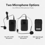 Microfono wireless VHF doppio canale E8 con headset e lavalier