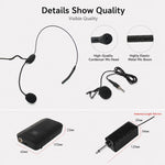 Microfono wireless VHF doppio canale E8 con headset e lavalier