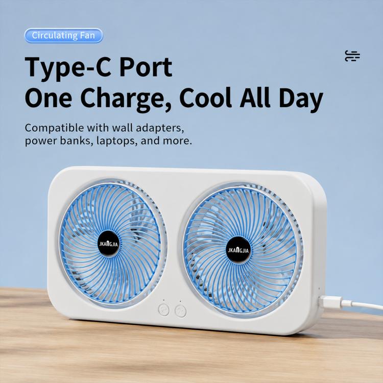 Ventilatore da tavolo doppia testa F8 con ricarica Type-C