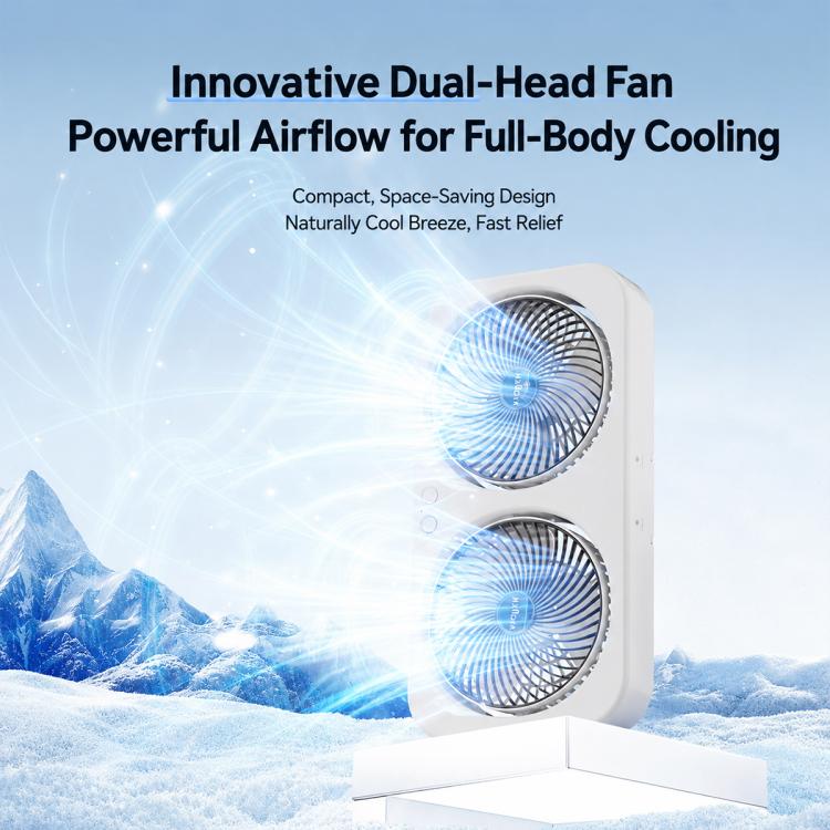 Ventilatore da tavolo doppia testa F8 con ricarica Type-C